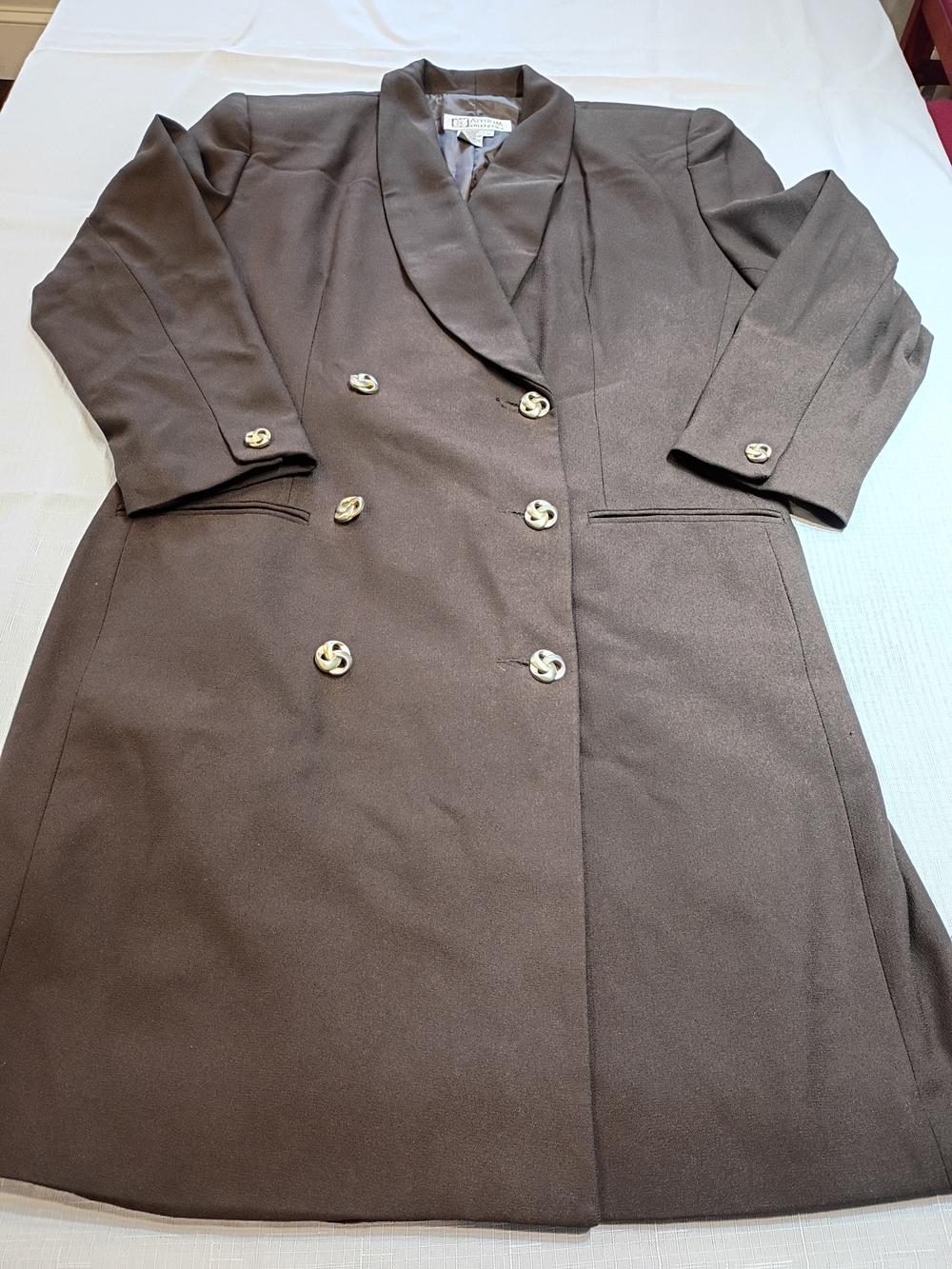 Double-Breasted Long Sleeve Dress Coat in Brown